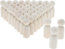 Wood Peg Dolls, Peg Doll Kit (1.77 inches, 50-Pack)