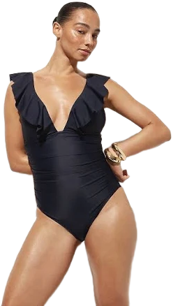 J.Crew Women's Ruched Ruffle One-Piece Swimsuit