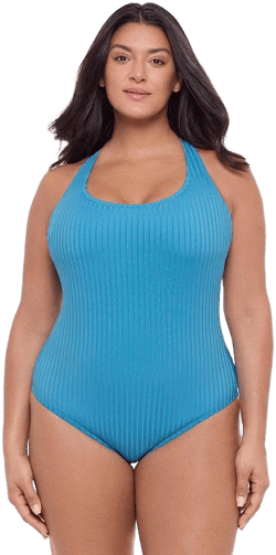 S3 Swim Women's Sculpting Ribbed Scoopneck Crossback Swimsuit