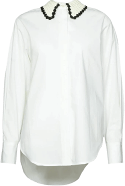 Beatrice .b Oversized Poplin Cotton Shirt with Knitted Collar