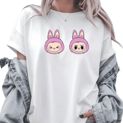Luxecreationsco's Closet Labubu Pink New White Short Sleeve Shirt