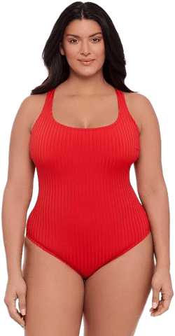 S3 Swim Women's Sculpting Ribbed Scoopneck Crossback Swimsuit