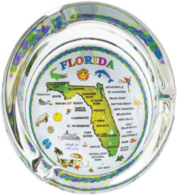 Ashtray Glass Florida Souvenir Gifts Ash Tray for Cigarette, Cigar, Ashes Holder, Florida State Map Gifts for Men & Women, Smoker Gifts (Florida)