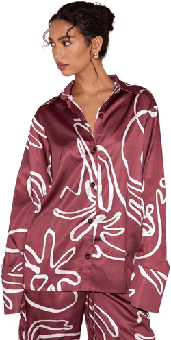 Oversized Satin Button Up Shirt