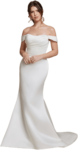 Avery Austin Raya Off-Shoulder Satin Wedding Dress