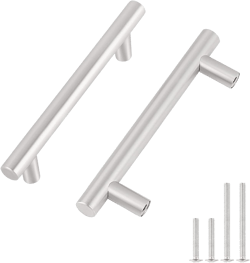 Gobrico 15 Pack T Bar Kitchen Cabinet Handles Brushed Nickel Dresser Pulls 3-3/4" Inch (96mm) Hole Centers Satin Nickel Stainless Steel Cabinet Hardware Knobs 3-3/4" (96mm) Hole to Hole