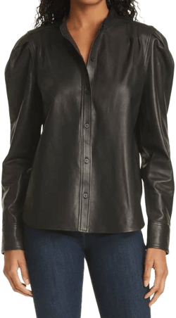 Frame Charlie Leather Shirt - Black - Shirts