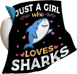Shark Blanket Cute Shark Plush Throw Blanket Super Soft Cozy Warm Fleece Just A Girl Who Loves Shark Bedding Blanket Gifts for Kids Girls Boys Women 50"X60" Cute Shark 50"x60"