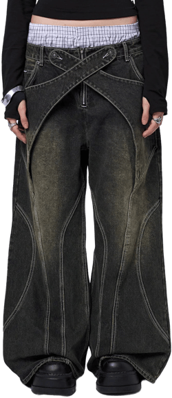 Minga London Baggy Crossed Waist Jeans