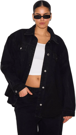 Plus Washed Long Sleeve Denim Shirt