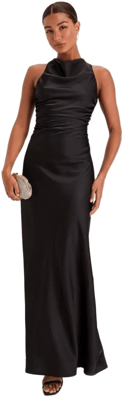 Lulus Satin Backless Maxi Dress