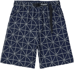 Kapital Dojo Men's Easy Wide-leg Belted Embroidered Denim Shorts