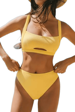 Cupshe Dandelion Haze Cutout High Waisted Bikini Set