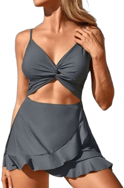 Modlily Twist Ruffle One Piece Swimwear