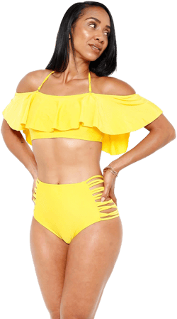 Ruffle High Waist Bikini Top