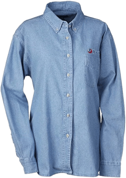 Women's Embroidered Cotton Denim Button Down Shirt
