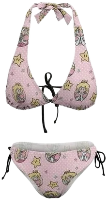 BHYSCOOL999` Super Mario Princess Peach bikinis for women 2 piece sexyswimsuit XS, Women's