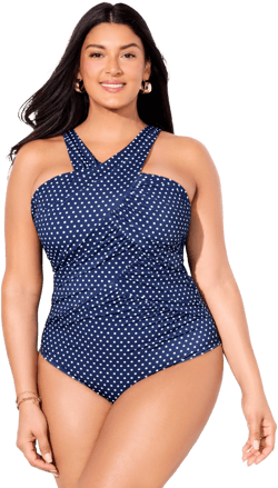 Plus Size Women's High Neck Wrap One Piece Swimsuit by Swimsuits For All