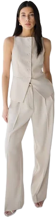 Oak + Fort Double Pleated Wide Leg Pants