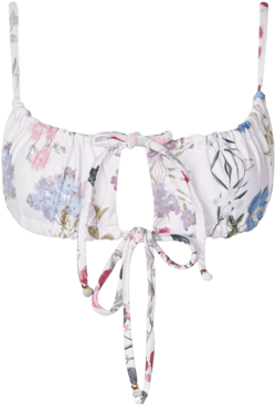 Ruched Floral Bikini Top