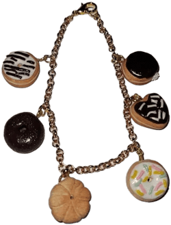 Gold Tone Breakfast Frosted Donut Bracelet