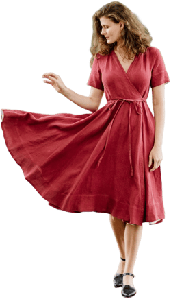 Women's Linen Wrap Mother of the Bride Dress