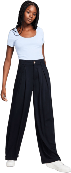 And Now This Women's Pleat-Front Wide-Leg Soft Pants