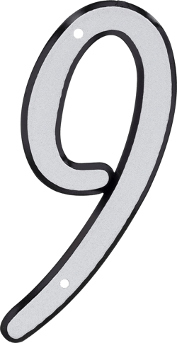 Hillman 4 in. Reflective Silver Plastic Nail-On Number 9