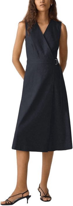 Theory Women's Crunch Linen Wrap Dress