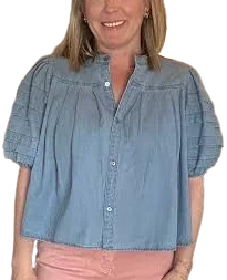 Pleated Denim Top