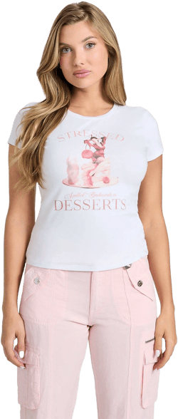 GUESS Women's Vintage Girl Graphic T-Shirt