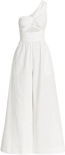 AMUR Women's Laurie One-Shoulder Cutout Wide-Leg Cotton Jumpsuit