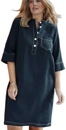 J.Jill Women's Contrasting-Stitch Shirtdress