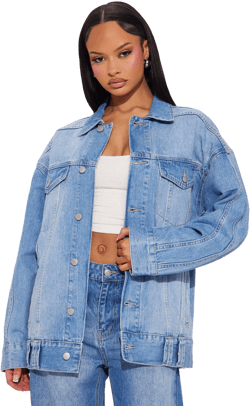 Fashion Nova Women's Maliyah Oversized Denim Jacket