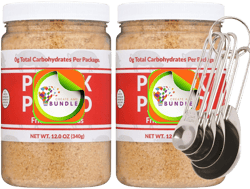 0 Carb Rind Bread Crumbs - Keto & Paleo Friendly, Gluten-Free, Naturally Carb-Free (12oz Jar) - Essential for Low Carb Cooking and Baking - Pack of 2 + Set of 5 Stainless Steel Measuring Spoons CreateAndBundle