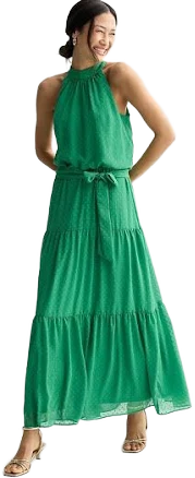 Donna Ricco Women's Mock Neck 3-Tier Maxi Dress