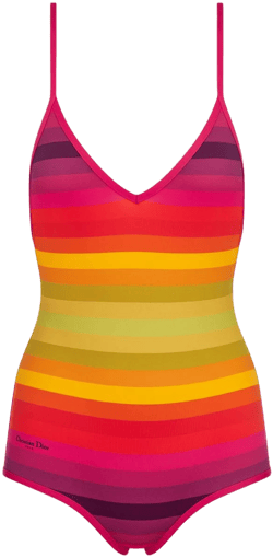 Dior - Miss Dior One-Piece Swimsuit Multicolor Technical Fabric with Dior Bayadère Motif - Size Xs - Women