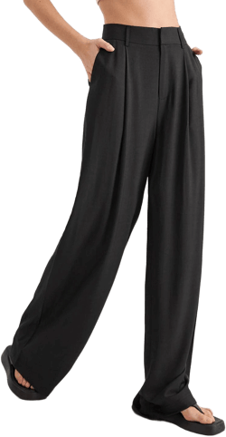 Oversized High Waisted Pleat Front Trousers