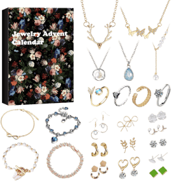 Advent Calendar 2025 with Bracelets Necklace, Ear Rings & Rings, 24 PCS Jewelry Set, Classic & Elegant Designs, Presents for Women, Adults, Grandma, Wife, Mom, Friends