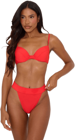 Red Push Up Cupped Underwired Mix & Match Bikini Top