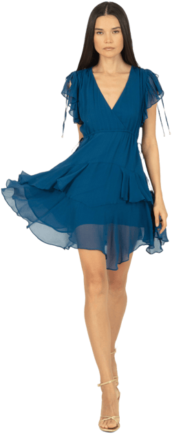 Secret Mission Women's Thea Silk Crinkle Chiffon Mini Dress