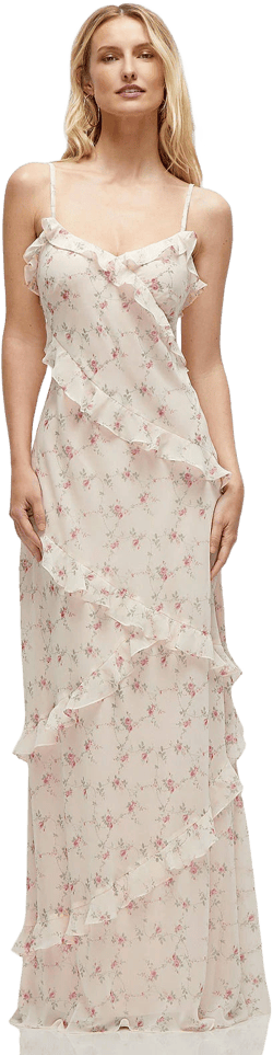Dessy Collection Women's Ruffle Slip Maxi Dress