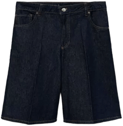 Mango Women's High Waisted Rinse Wash Bermuda Shorts