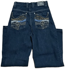 Fubu Women's Embroidered Baggy Wide Leg Jeans
