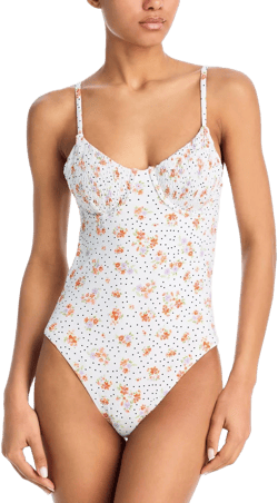 AQUA Women's Smocked Underwire One Piece Swimsuit