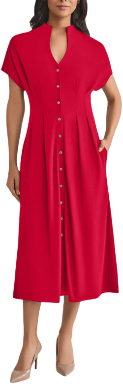 Misook Women's Fit & Flare Cotton Midi Dress