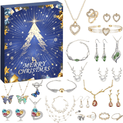 Women's Jewelry Advent Calendar 2025 Christmas, Fashion Bracelet Necklace Ring Earrings, 24 Days Countdown Holiday, Christmas Surprise Gift for Wife, Daughter, Mom, Adult (24 Days)