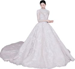 Vintage High Neck Lace Long Sleeve Wedding Dress