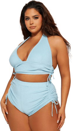 Fashion Nova Sabrina Halter Terry 2 Piece Bikini