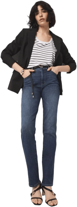 White House Black Market Women's High-Rise Straight Jeans in Provence Authentic